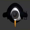 Cute Penguin Character Wearing Top Hat Bow Tie Coat Holding Briefcase With Yellow Feet