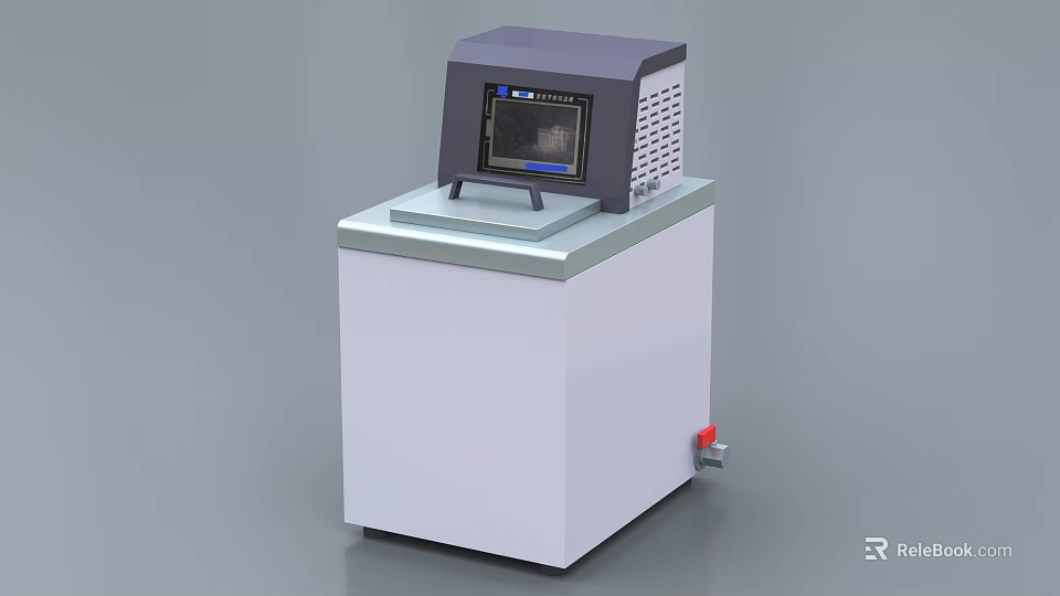 Industrial Equipment With Digital Display Screen Ventilation Grilles And Control Panel On White Cabinet 3d model 