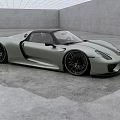 Light Green Sleek Sports Car With Black Wheels In Modern Gray Empty Space