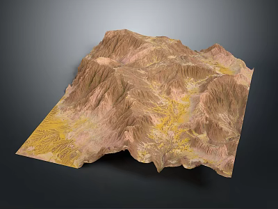 Natural Garden Landscape With Undulating Terrain And Brown Yellow Vegetated Zones Design 3d model