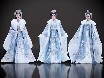 2D costume figure Hanfu beauty ancient costume beauty classical beauty fashion model fashion show Chinese style Hanfu beauty Chinese style fashion show 3d model