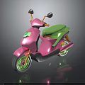 Colorful Pink And Green Stylish Modern Scooter Motorcycle With Vibrant Design Elements