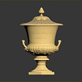 Golden Decorative Trophy With Ornate Lid Intricate Handles And Detailed Base