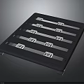 Sturdy Black Logistics Pallet With Numbered White Labels And Grid Slots