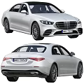 White Sedan Car Front And Rear View With License Plate NH 7839