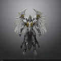 Divine Angelic Warrior Character With Silver Gold Armor And White Feathered Wings