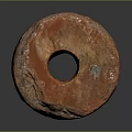 Natural Cylindrical Stone With Vibrant Red Orange Yellow White Patterns And Central Hole
