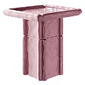 Brown Textured Stone Side Table With Columnar Base And Decorative Balls