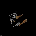Detailed Disassembled Submachine Gun With Wooden Stock Metal Parts Bullets And Components