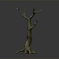 Ornamental Dried Tree Decor With Twisted Trunk Bare Branches And Exposed Roots