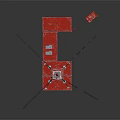 Red Industrial Modular Container Building With Tower Structure And Antenna