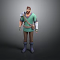 Cartoon Style 3D Male Character With Green Top Brown Pants Backpack Shoulder And Wrist Guards