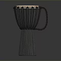 Traditional Handcrafted Djembe Drum With Natural Drumhead Carved Wooden Body And Decorative Chain