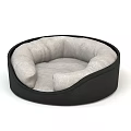 Round Pet Bed With Black Outer Layer And Soft Gray Cushion Interior 3d model