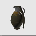 Hand Grenade With Safety Pin Yellow And Green Metallic Body Grenate Hand Text