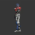 Two Robot Characters Featuring Red Blue Silver Mechanical Design Standing Pose Models 3d model