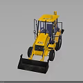Yellow Construction Loader Model With Front Bucket Enclosed Cab And Reflective Surface 3d model