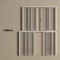 Poliform Modern Interior Sliding Doors With White Frame And Neutral Wall Design 3d model
