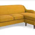 Modern Yellow L Shaped Sofa Set With Wooden Legs For Living Room