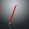 Metal Crowbar Tool With Red Handle Curved Head And Sharp Tip