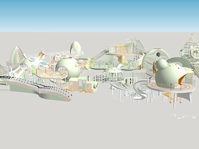 Modern Children's Play Area With Dome Shaped Structures Slides And Interactive Walkways 3d model