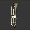 Elegant Golden Trombone As Household Musical Instrument With Shiny Reflective Finish