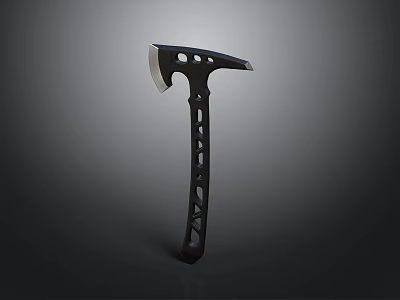 Modern Tactical Axe With Black Hollow Handle And Sharp Metal Blade 3d model