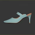 Light Blue High Heel Mule Shoes with Orange Lining and Sleek Design for Women's Fashion