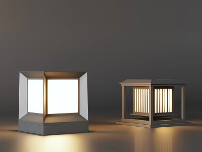 Modern Square Outdoor Lights With Illuminated Design For Garden And Porch 3d model