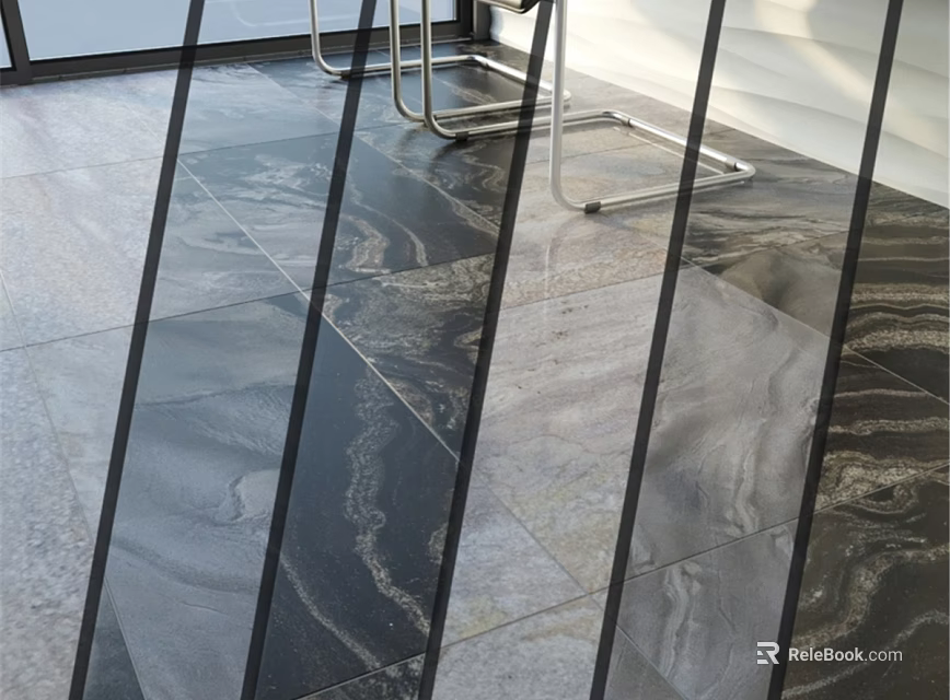 Marble Floor Tiles With Modern Decorative Patterns And Metal Frame Furniture 3d model 