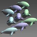 Three-Shading Two-Shading Manatee Seal Walrus Mammals Realistic Wind Games Wind Mount Monster Hand-painted Animals 3d model