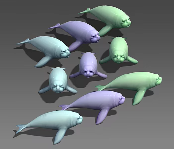 Three-Shading Two-Shading Manatee Seal Walrus Mammals Realistic Wind Games Wind Mount Monster Hand-painted Animals 3d model