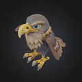 Cartoon Style Eagle Character With Spread Wings And Yellow Claws 3d model