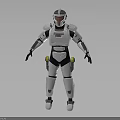 Sci-Fi Human Character Wearing Futuristic White Gray Armor Protective Suit