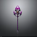 Ornate Purple Pink Staff With Glowing Gem And Intricate Decorative Details