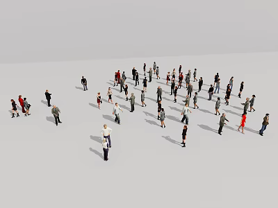 Group of people standing together in open space with white background 3d model