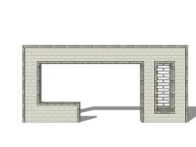 Modern Brick Feature Wall With Rectangular Opening And Lattice Panel Design 3d model