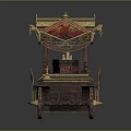 Ancient Ornate Carriage With Golden Decorations Traditional Style Multi Layered Structure And Large Wheels