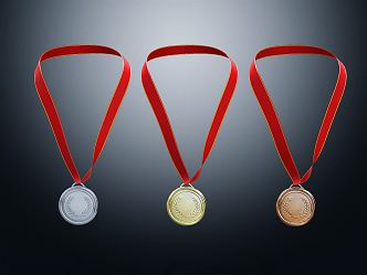 Modern Medal Gold Medal Silver Medal Bronze Medal 3d model