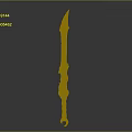 Ancient Decorative Sword Weapon With Intricate Carvings On Handle And Long Blade