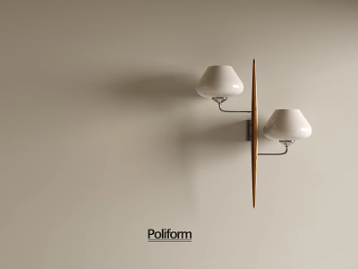Minimalist Modern Wall Lamp With White Shades And Wooden Accent For Home Interior Design 3d model