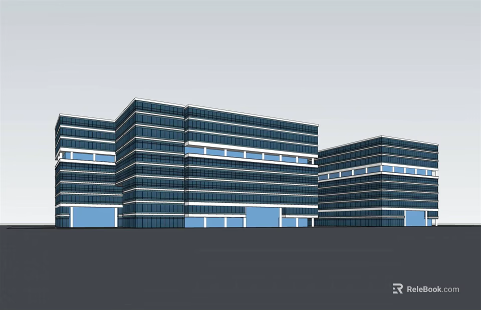 Modern Office Building Exterior With Glass Facade Multiple Floors And Contemporary Design 3d model 