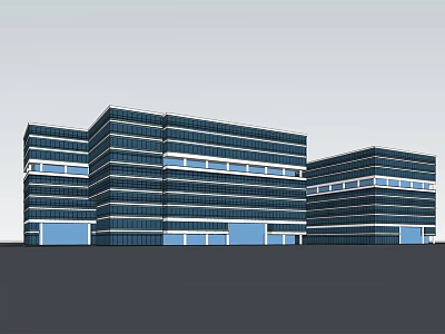 Modern Office Building Exterior With Glass Facade Multiple Floors And Contemporary Design 3d model