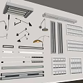 Lamps Combination Grille Lamp Industrial Wind LED Fluorescent Lamp Long Linear Lamp Wall Lamp 3d model