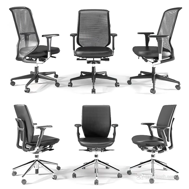 Supportive Ergonomic Mesh Office Chairs With Adjustable Armrests And Swivel Bases 3d model 