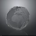 Transparent Crystal Globe Model With Cracked Surface Reflective Base And Dark Background 3d model