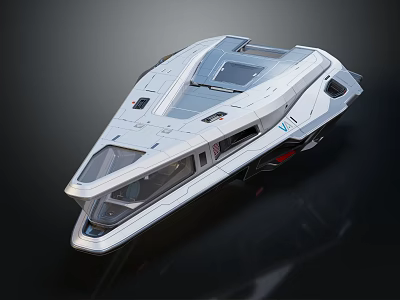 Smart Machine Futuristic Design With Streamlined White Body And Transparent Windows 3d model