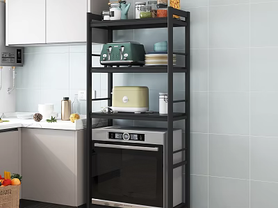Modern Kitchen Storage Shelf With Multilayer Design For Appliances And Storage Organization 3d model