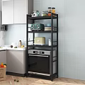 Modern Kitchen Storage Shelf With Multilayer Design For Appliances And Storage Organization 3d model