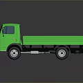 Green Flatbed Truck Design With Open Cargo Area And Shiny Exterior